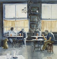 Inside Nellie's, original watercolour painting by Robin Storey
