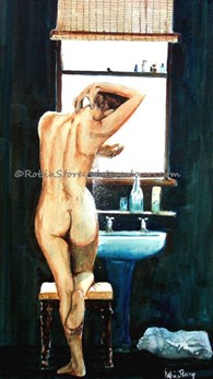 Nude Contre Jour, original watercolour painting by Robin Storey