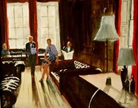 Rise Preprandial drinks, original watercolour painting by Robin Storey