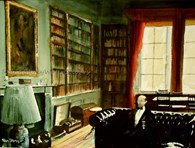 In The Library, original watercolour painting by Robin Storey