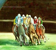 Race Horses, original watercolour painting by Robin Storey