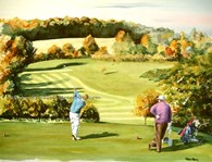 Beverley Golf Club, Hole 14, original watercolour painting by Robin Storey