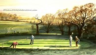 Beverley Golf Club, Hole 9, original watercolour painting by Robin Storey