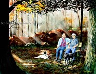 Think Tank, original watercolour painting by Robin Storey