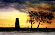Black Mill Evening, original watercolour painting by Robin Storey