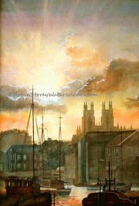 Beverley Beck At Dusk, original watercolour painting by Robin Storey