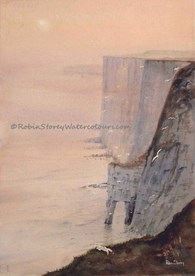 Bempton Cliffs, original watercolour painting by Robin Storey