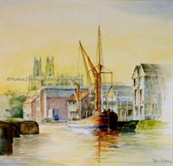 Barge on Beverley Beck, original watercolour painting by Robin Storey