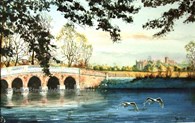 Burton Constable Hall From The Lake, original watercolour painting by Robin Storey
