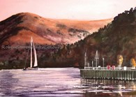 The Pier, Glenridding, Ullswater, original watercolour painting by Robin Storey