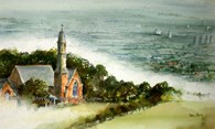 Misty Castle Hill, original watercolour painting by Robin Storey
