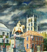 King Billy Statue, original watercolour painting by Robin Storey