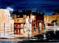 Rainy North Bar Without, original watercolour painting by Robin Storey