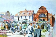 Saturday Market Place, original watercolour painting by Robin Storey