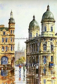 Victoria Square Kingston Upon Hull, original watercolour painting by Robin Storey