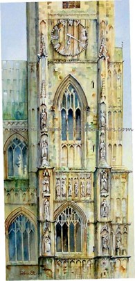 Beverley Minster Clock Tower, original watercolour painting by Robin Storey