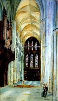 Beverley Minster Transept, original watercolour painting by Robin Storey