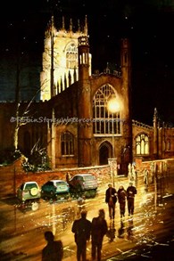 St Mary's at Night, original watercolour painting by Robin Storey