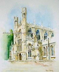 St Marys Church Beverley Vingnette, original watercolour painting by Robin Storey