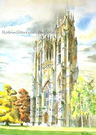 West Towers Beverley Minster, original watercolour painting by Robin Storey