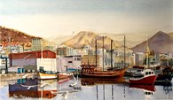 Puerto de los Cristianos, original watercolour painting by Robin Storey