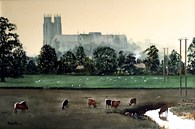 Evening light Beverley Minster (1), original watercolour painting by Robin Storey