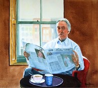 Morning coffee, original watercolour painting by Robin Storey
