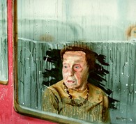 Edith on a journey, original watercolour painting by Robin Storey