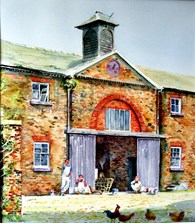 Workers' Lunch Stable block, original watercolour painting by Robin Storey