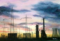 Landscape Of Industry, original watercolour painting by Robin Storey