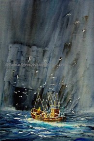 Fishing Boat At Flamborough, original watercolour painting by Robin Storey