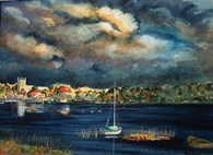 Hornsea Mere Stormy, original watercolour painting by Robin Storey