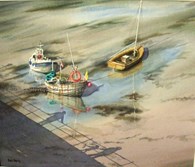 Low Tide and reflections, original watercolour painting by Robin Storey