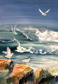 Seascape 2, original watercolour painting by Robin Storey