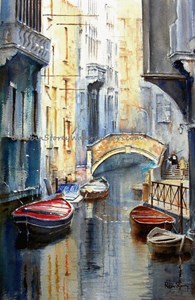 Venetian Small Canal, original watercolour painting by Robin Storey