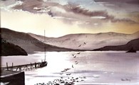Glenridding jetty, original watercolour painting by Robin Storey