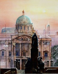 City Hall and Victoria Monument, original watercolour painting by Robin Storey