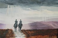 Horse Riders on the Moors, original watercolour painting by Robin Storey