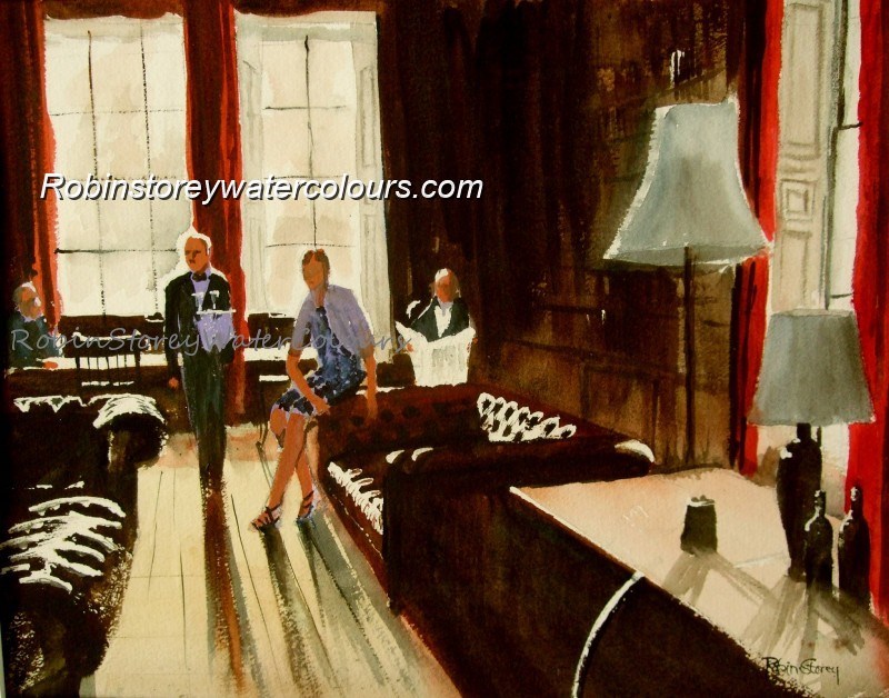 Rise Preprandial drinks ,original watercolour by Robin Storey Rise Preprandial drinks ,original watercolour by Robin Storey