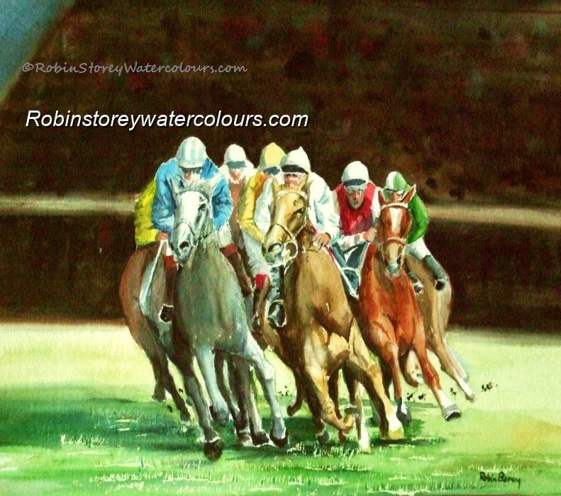 Race Horses ,original watercolour by Robin Storey Race Horses ,original watercolour by Robin Storey