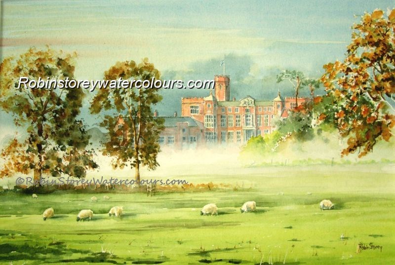 Misty Morning Burton Constable ,original watercolour by Robin Storey Misty Morning Burton Constable ,original watercolour by Robin Storey