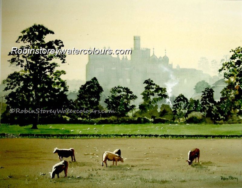 Evening Light at Burton Constable Hall ,original watercolour by Robin Storey Evening Light at Burton Constable Hall ,original watercolour by Robin Storey