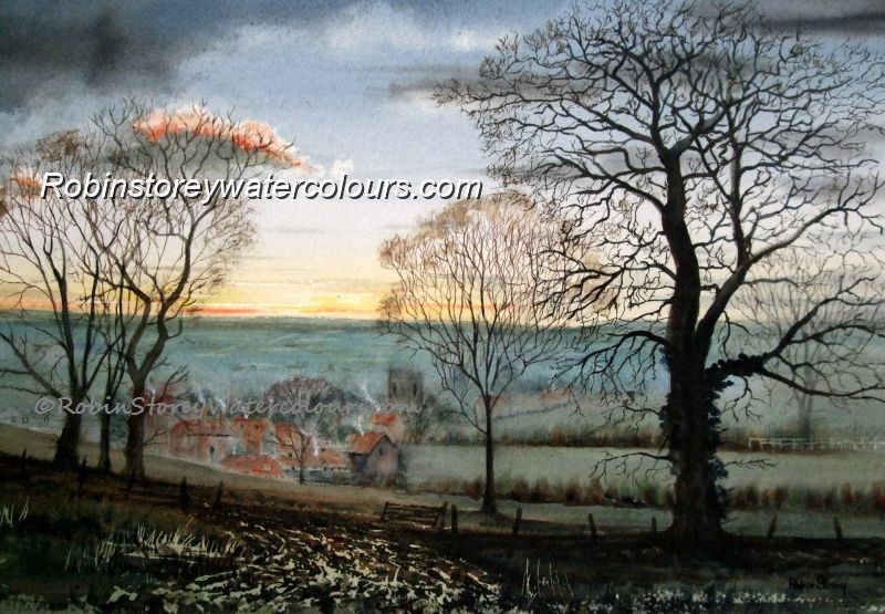 Etton ,original watercolour by Robin Storey Etton ,original watercolour by Robin Storey