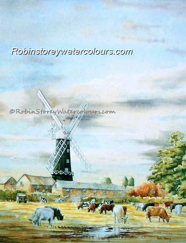 Skidby Mill ,original watercolour by Robin Storey Skidby Mill ,original watercolour by Robin Storey