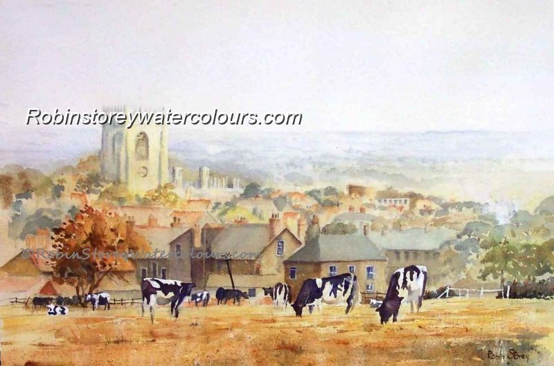 Cows On The Hurn ,original watercolour by Robin Storey Cows On The Hurn ,original watercolour by Robin Storey
