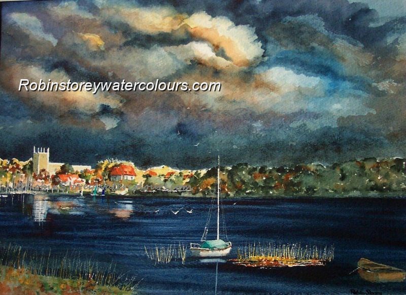 Hornsea Mere Stormy ,original watercolour by Robin Storey Hornsea Mere Stormy ,original watercolour by Robin Storey