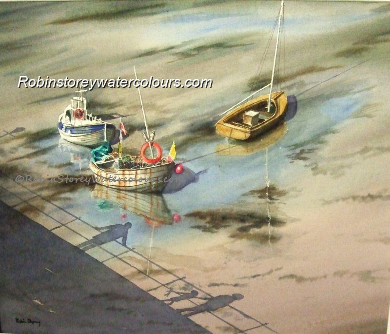 Low Tide and reflections ,original watercolour by Robin Storey Low Tide and reflections ,original watercolour by Robin Storey