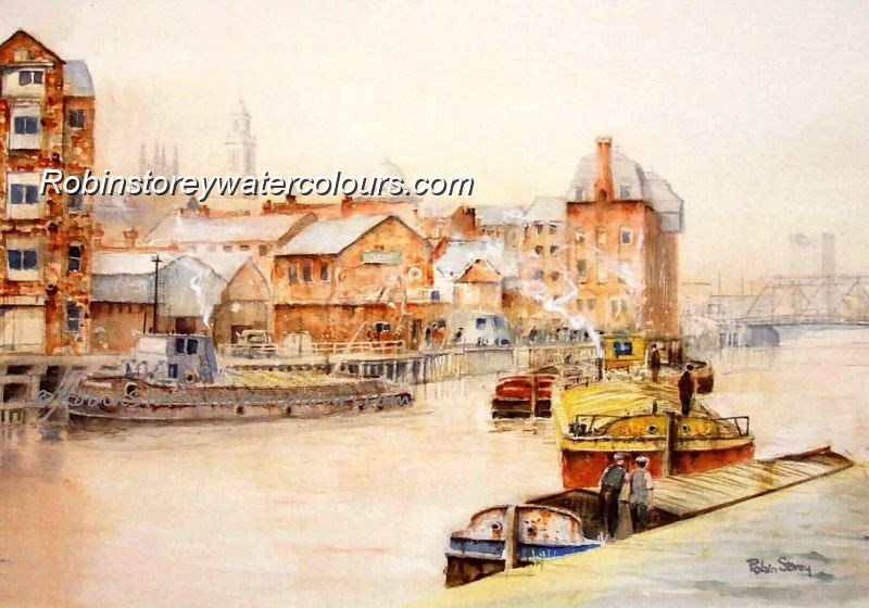 River Hull Barges ,original watercolour by Robin Storey River Hull Barges ,original watercolour by Robin Storey