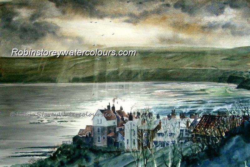 Robin Hoods Bay ,original watercolour by Robin Storey