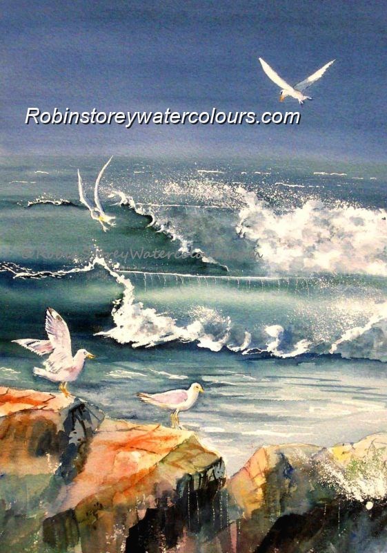 Seascape 2 ,original watercolour by Robin Storey